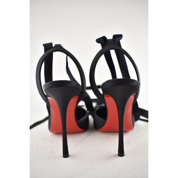 Christian Louboutin Cassia Lace Up 100 Black Tie Ballet Sandal Heel Pump 38 - Picture 14 of 15